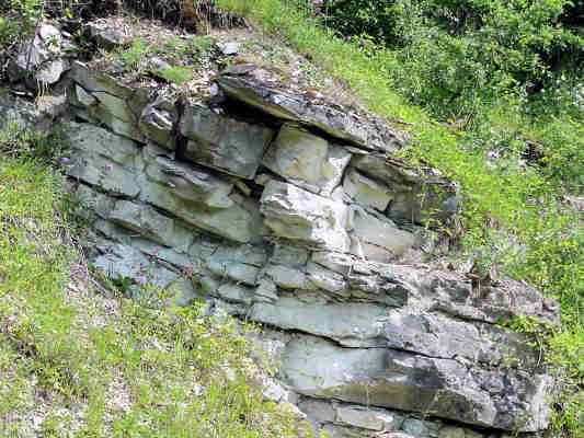 Kalkplatten am Wanderweg in Pappenheim im Naturpark Altmühltal