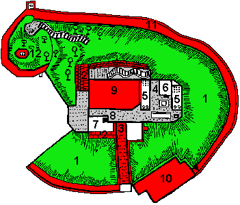 Lageplan der Burgruine bei Wellheim im Urdonautal